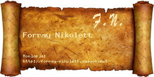 Forray Nikolett névjegykártya